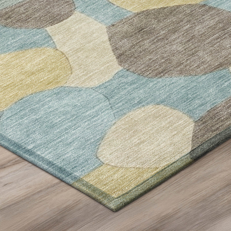 Tapis géométrique intérieur / extérieur lavable à la machine Chantille ACN3030, Ciel, 5 pi x 7 pi 6 po