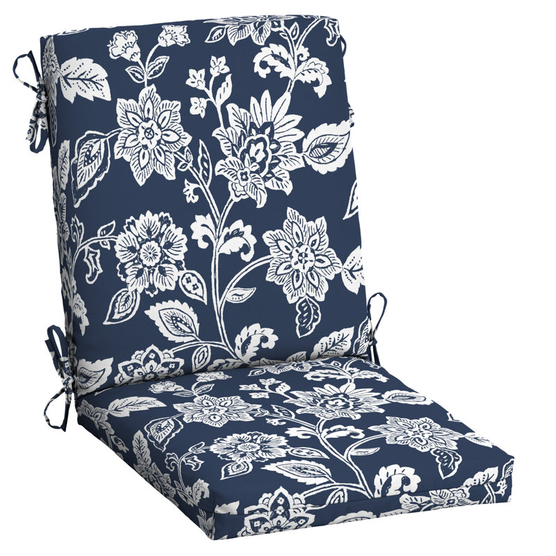 Coussin de chaise d'extérieur 3,5 po ARDEN, Saphir / blanc, H 3,5 po x l 20 po x P 20 po