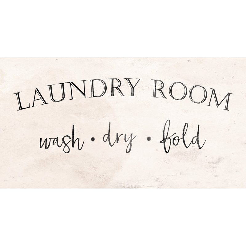 Laundry Wash Dry Fold - Textual Art Print, 30 cm H x 46 cm W, Black Floater Framed