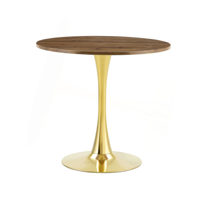 Round Dining Table, 31.5" Circle Tulip Table With Thickened Tabletop & Metal Pedestal, Mid Century Modern Bistro Table For Kitchen, Small Places, Living Room, Cafe