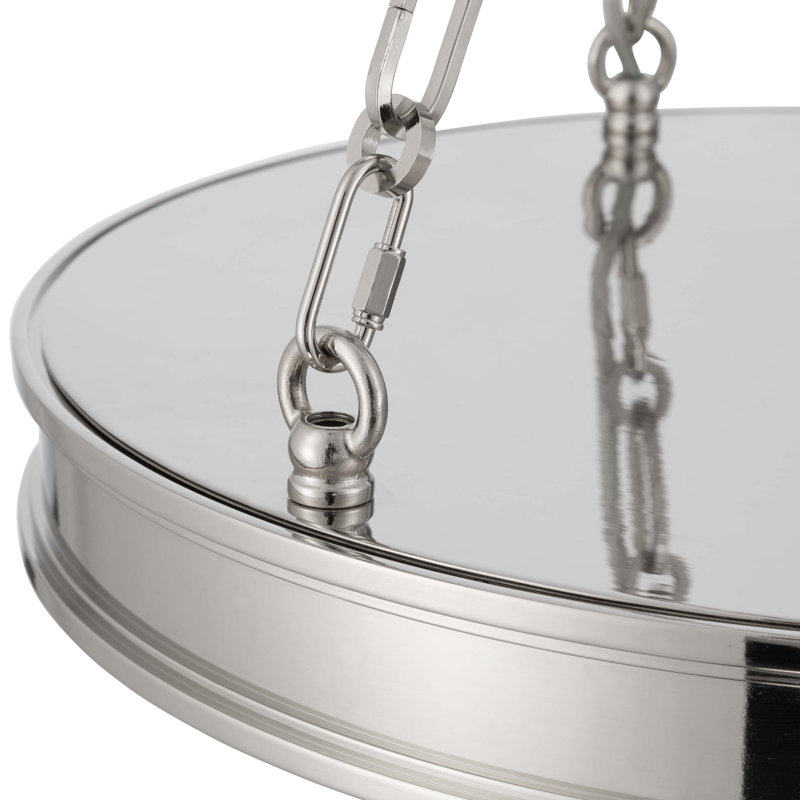 Luminaire suspendu DEL intégré 17 po Wittmar en nickel poli avec verre gravé, Nickel poli, 17 pouces
