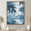 Palmiers bleus rétro, impression sur toile, palmiers, ombres-229000481-250627766