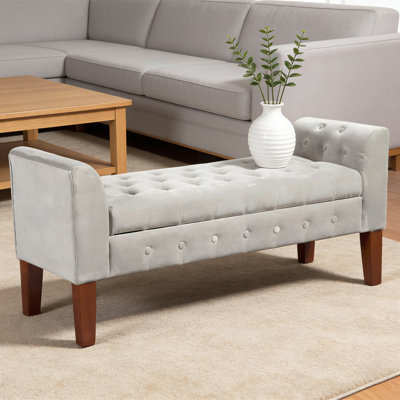 Velvet Tufted Storage Bench With Hinged Lid - Upholstered Ottoman Settee For Bedroom, Living Room, And Entryway