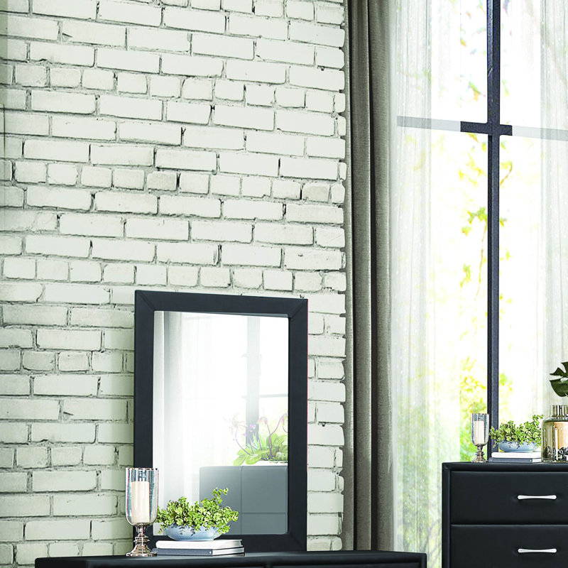 Gribble 56.25'' W 6 - Drawer Dresser, Black vinyl