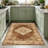 Brown Medallion Vintage carpet-easy to clean, machine-washable, soft and comfortable; suitable for door mats, kitchens, living rooms, bedrooms, corridors, and laundry areas. Easy to clean, durable carpet for home decoration.-964620629