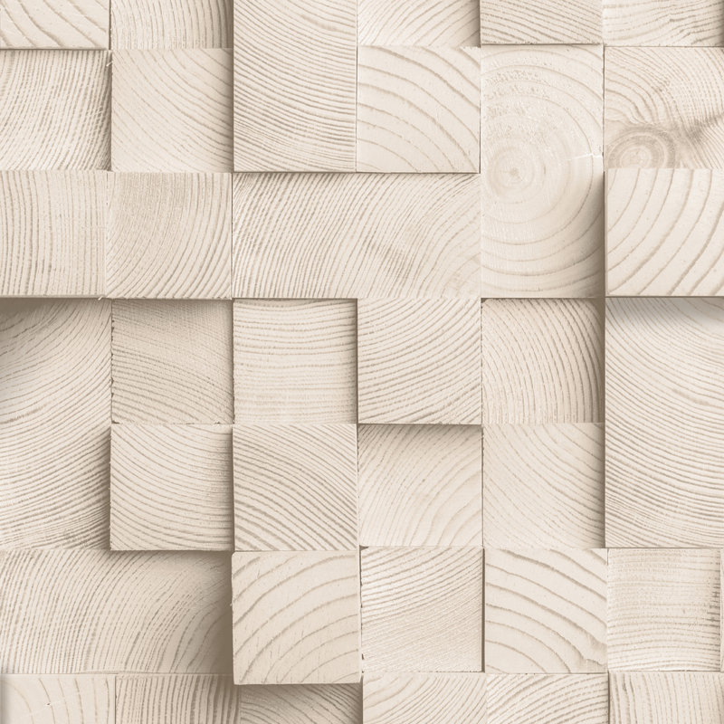 Papier peint blocs de bois, Beige