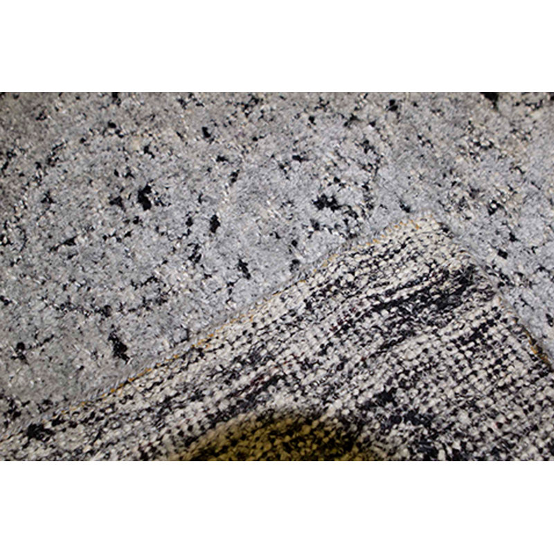 Tapis noir et argent noué à la main de haute qualité
