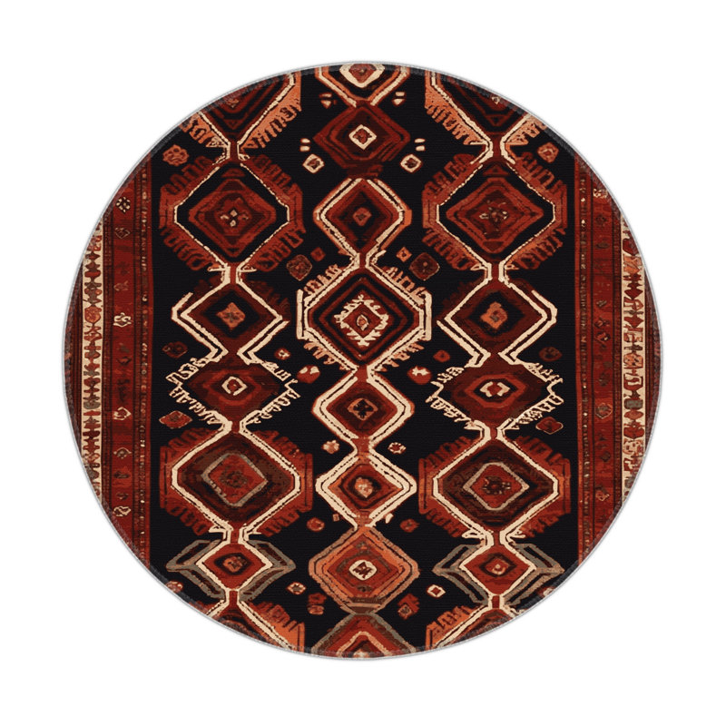 Turkish Brown Indoor and Outdoor Area Rug, Round 5'