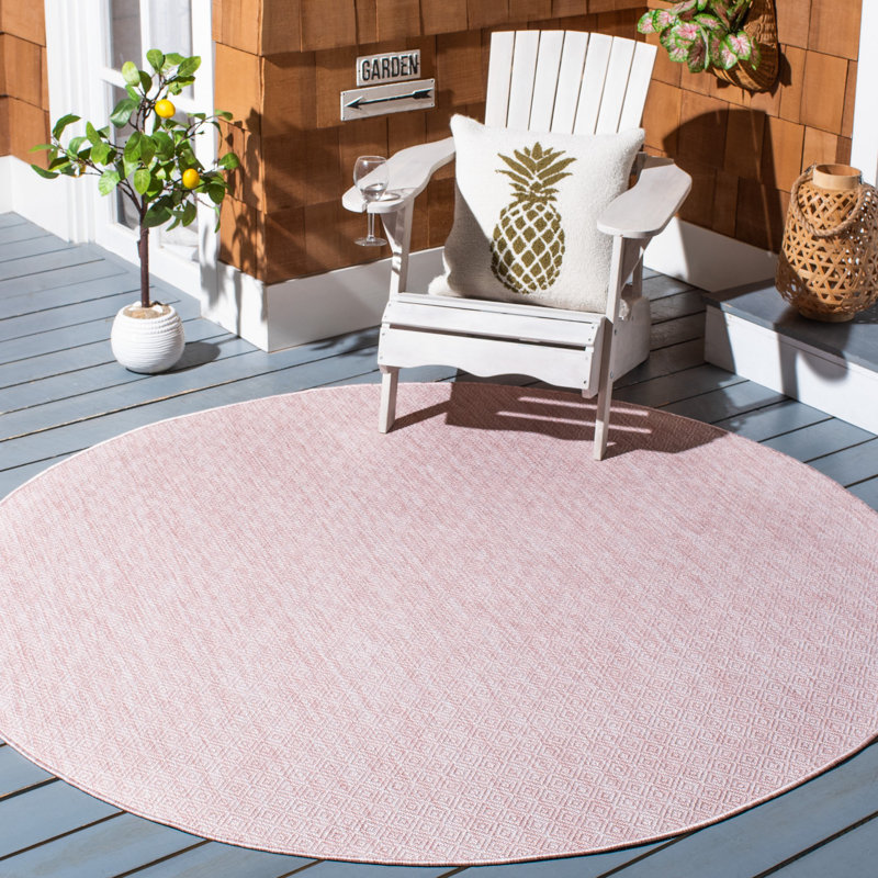 Ofrath Performance Solid Color Indoor/Outdoor Area Rug, Round 6'7"