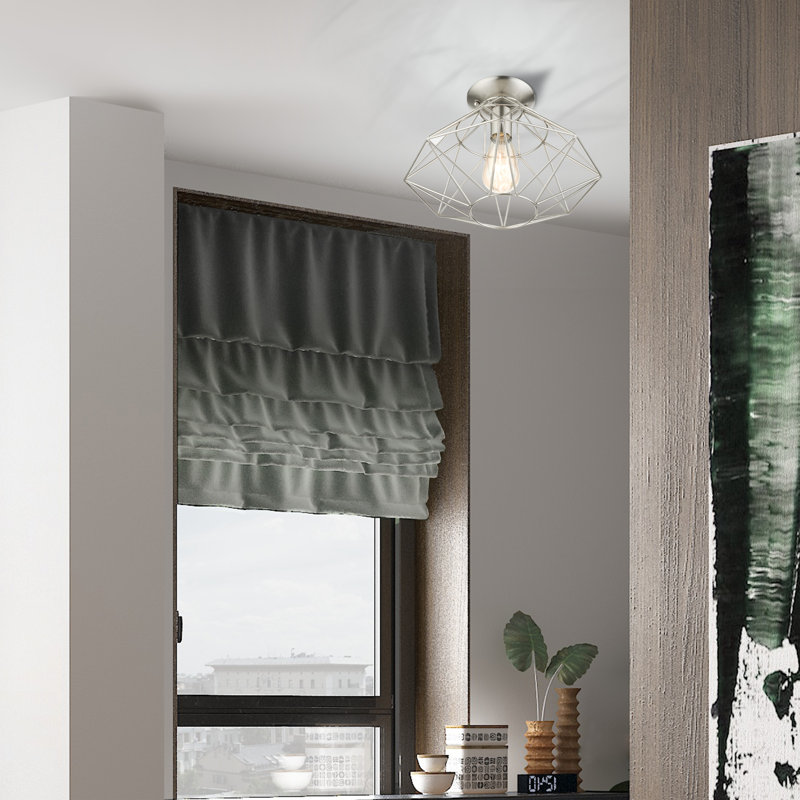 Plafonnier encastré 13,5 po à 1 lumière Chandini, Nickel brossé