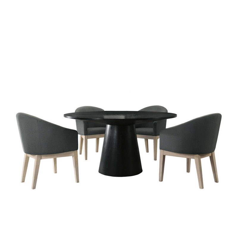Ensemble de table de salle à manger 5 pièces 59 po avec base à piédestal et chaises, H 31 po x L 59 po x l 59 po