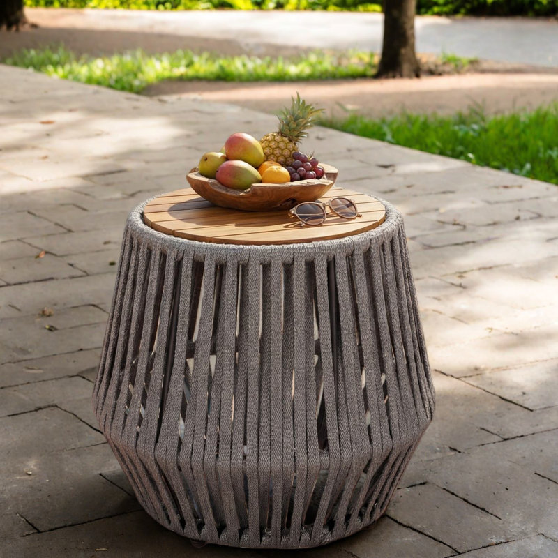 Tables d'appoint robustes, table d'appoint d'extérieur compacte en corde de bois d'acacia