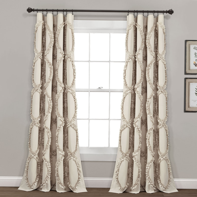 Lush Decor Avon Ruffle Room Darkening Single Curtain Panel, 54" W x 84" L, Neutral