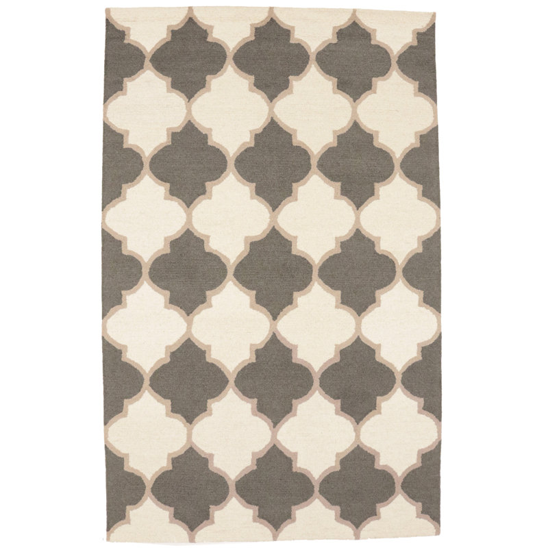 Tapis moderne touffeté à la main à motif de treillis Jasias 5 pi x 8 pi multicolore