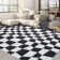 Abstract Checkered Machine Washable Rug for Living Room Geometric Non-Slip Rug for Bedroom Dining Room Office Nursery Playroom Teen Dorm