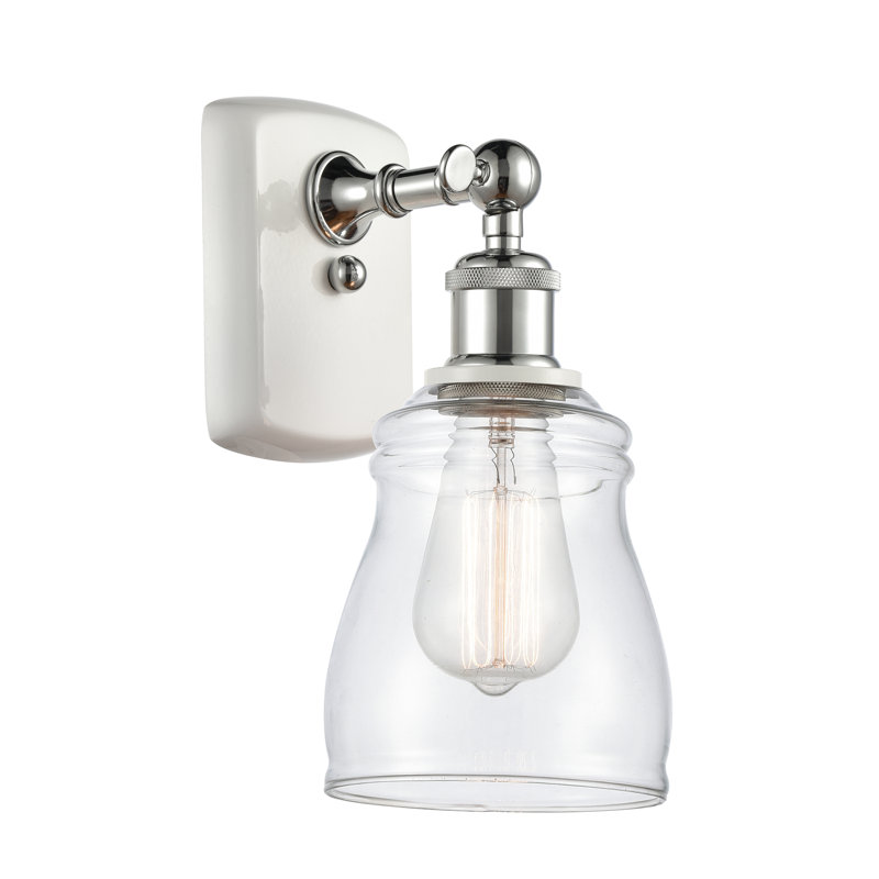 Mccarver Armed Sconce, Incandescent, Clear, White/Polished Chrome