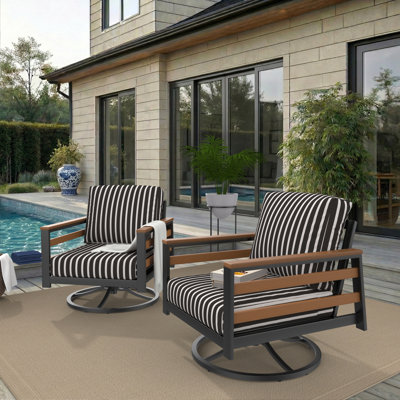 Ensemble de chaises d'extérieur pivotantes avec coussins Sunbrella