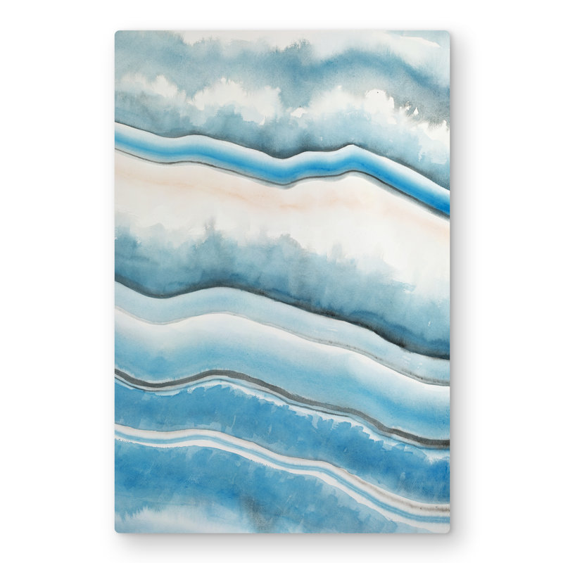 Textured Geode - White Metal Print for Bathroom Decor