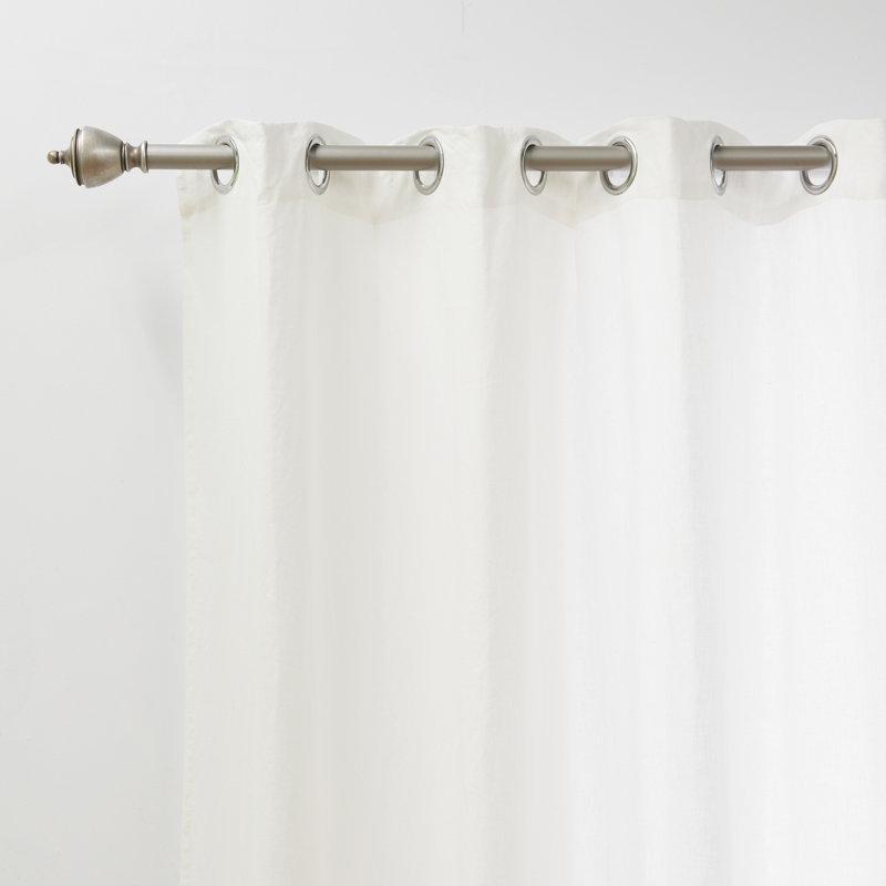 Kolambe Linen Semi Sheer Curtain Single Panel, Ivory, 52" W x 84" L