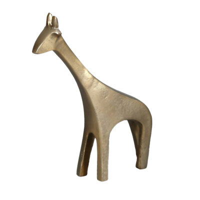 Figurine girafe en aluminium - 8 x 2 x 10,5 po - Or