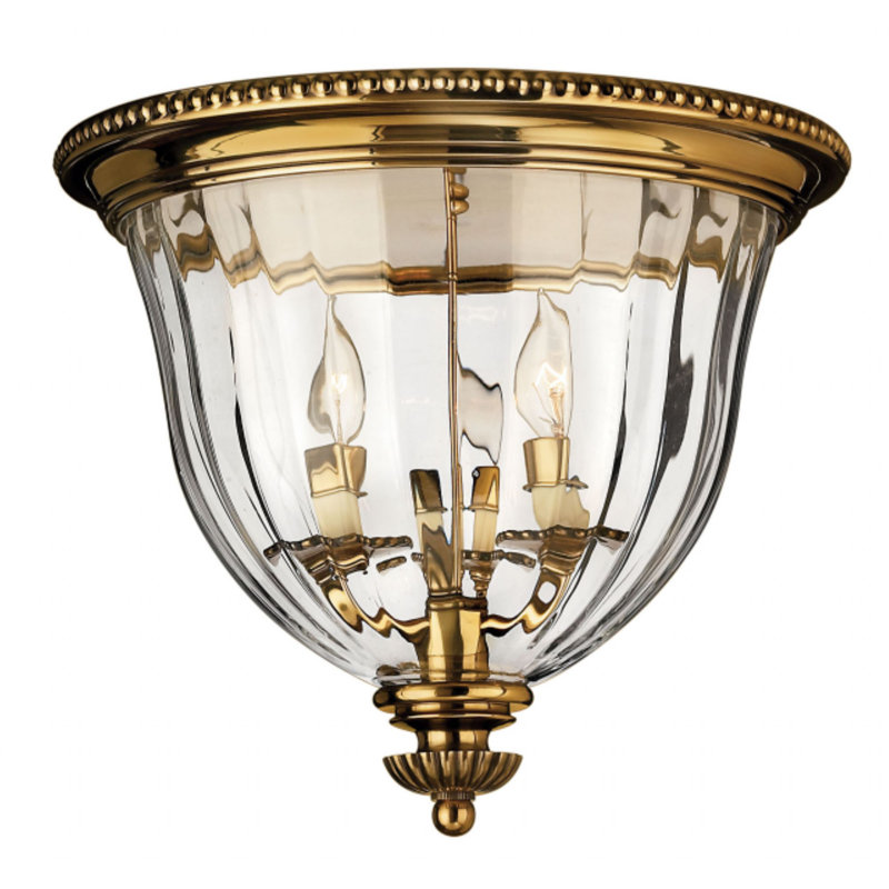 Mulhern Glass Flush Mount, Burnished Brass
