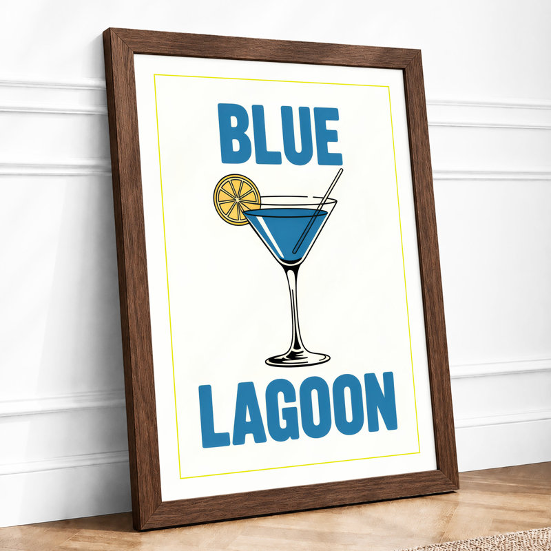 Blue Lagoon Modern - Print, A2 - 59.4 x 42.0 cm, Walnut