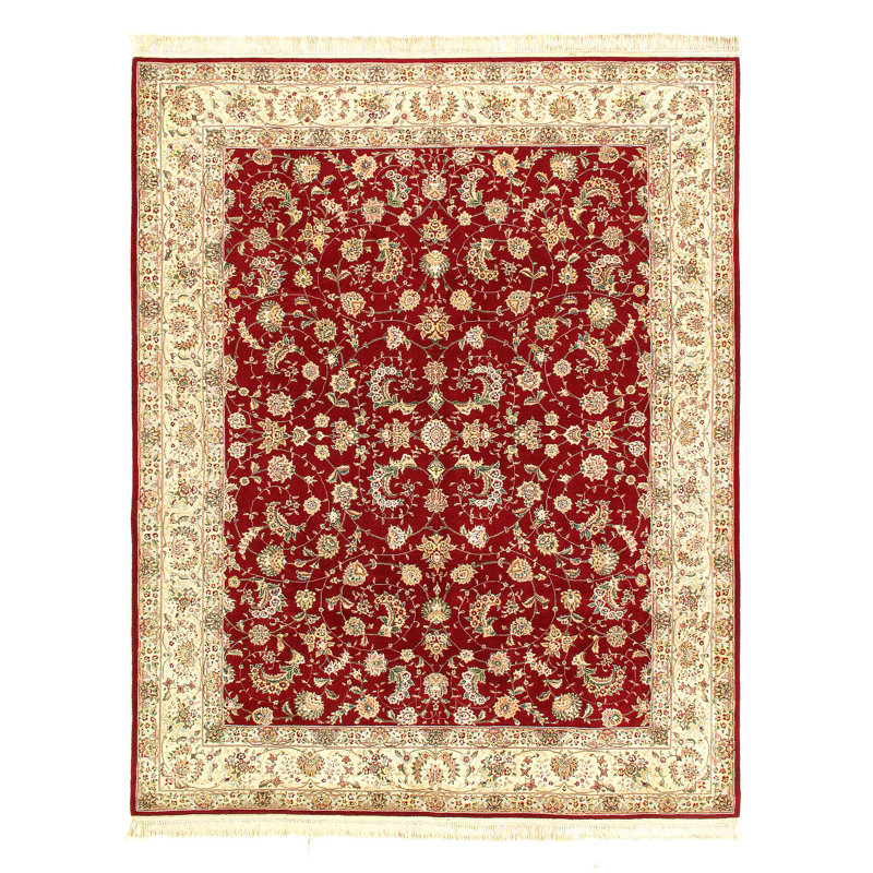 Tabriz Floral Area Rug in Red/Ivory