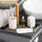 Wood Serving Tray With Handles, Large Coffee Table And Ottoman Tray With 4 Round Coasters