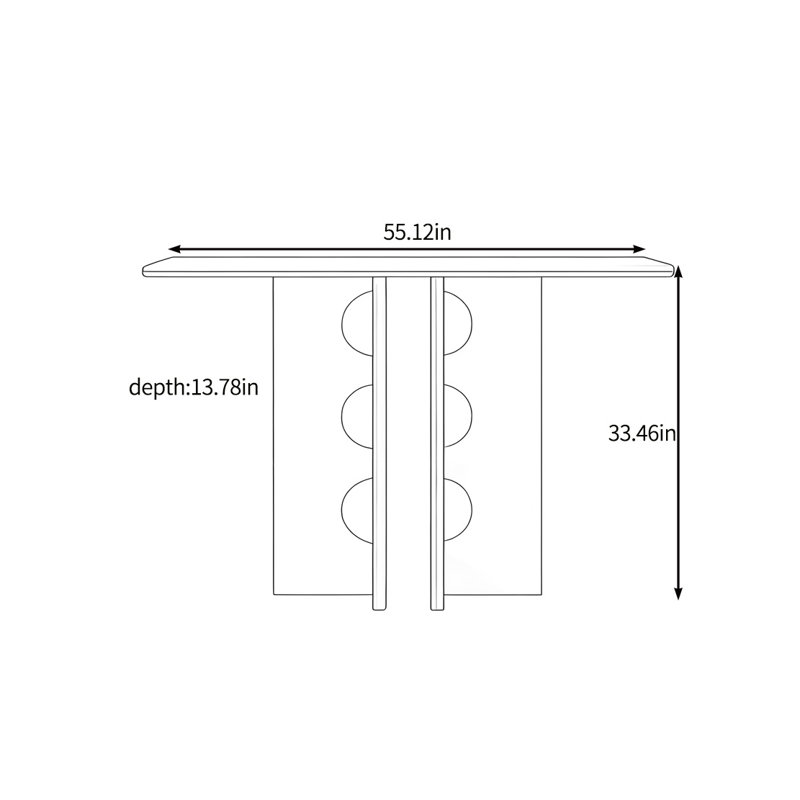 La console à l'esthétique géométrique, H 33,46 po x l 55,12 po x P 13,78 po