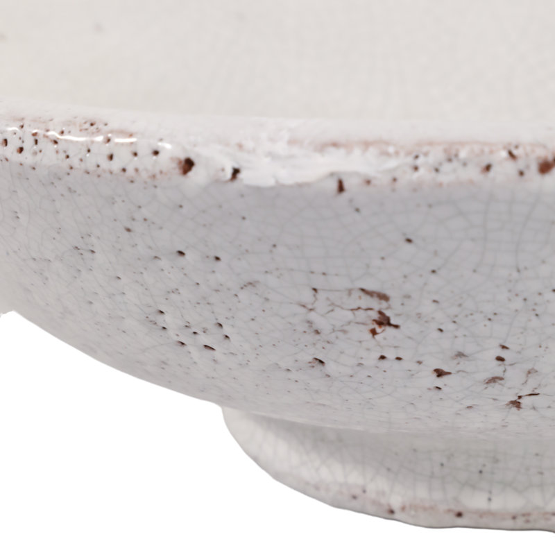Versatile Handcrafted Decorative Bowl - Modern Accent Bowl For Home Decor Perfect For Table Arrangement Or Everyday Styling - 12", White