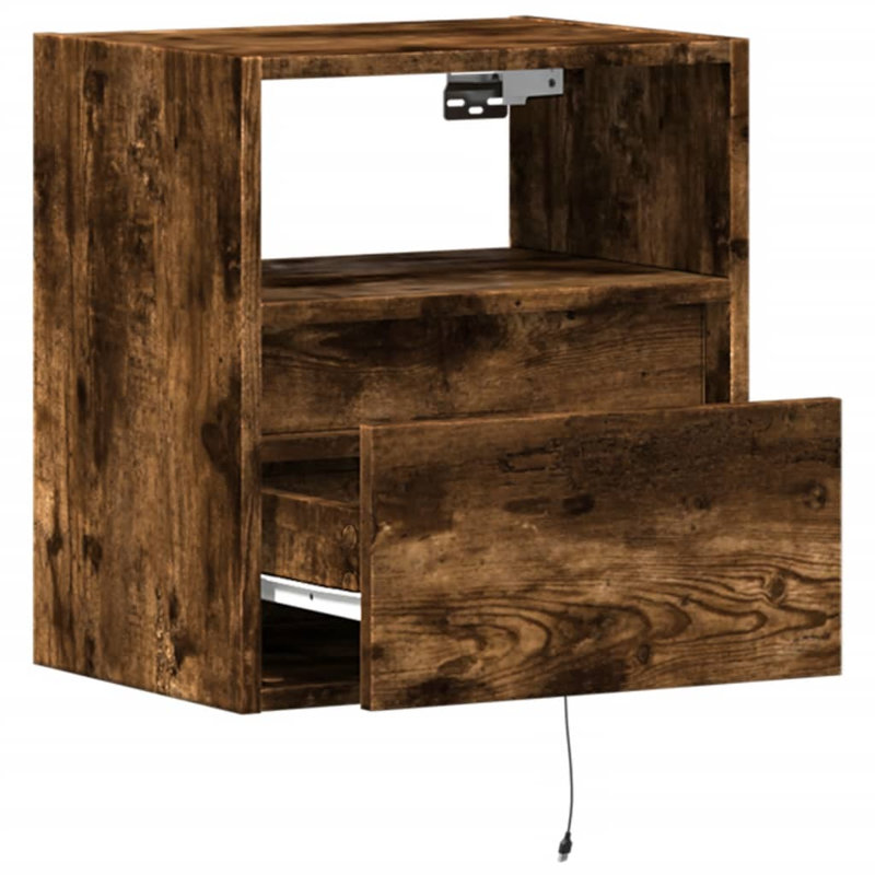 Armoire de chevet murale vidaXL, Chêne fumé, Individuel