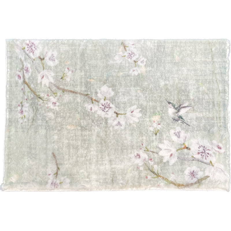 Floral Area Rug, Rectangle 5' x 7', Celadon