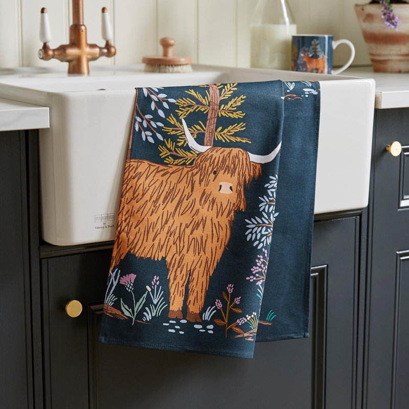 Connie The Cow Floral Tea Towel Kitchen Towel