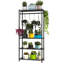 Support pour plante d'intérieur et extérieur à niveaux en métal avec tablettes réglables et tringle, indispensable pour la chambre à coucher, le balcon et le jardin