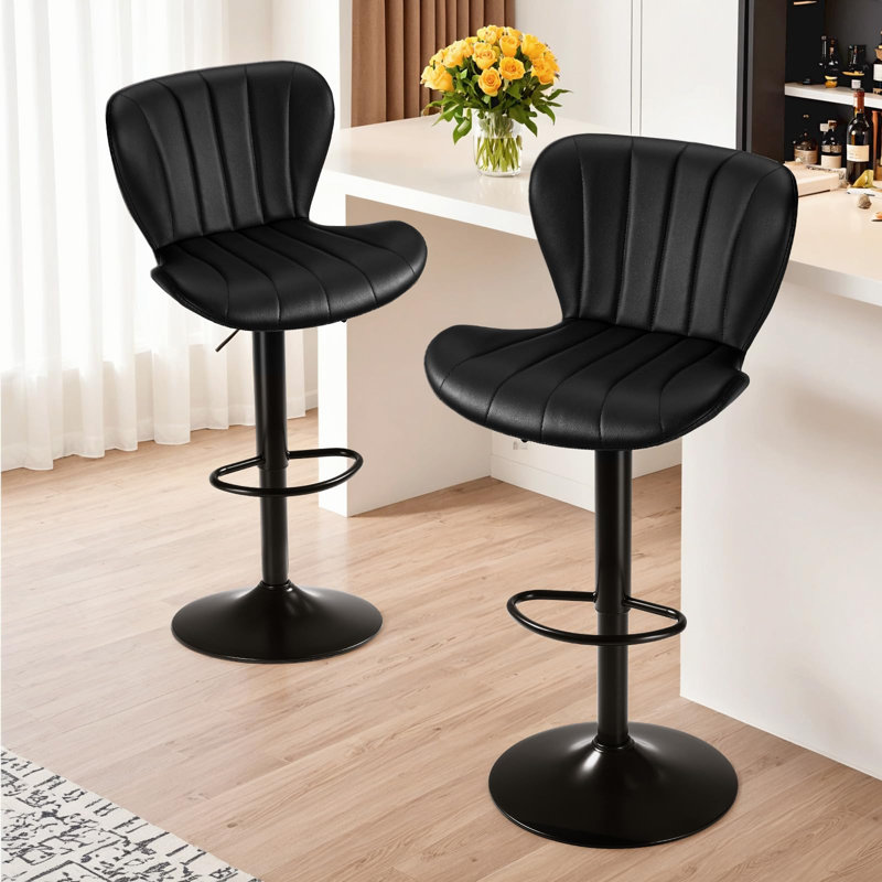 The Second Set, Beautiful, Comfortable, Height-Adjustable, Rotating Bar, Good Cushioning, Adjustable Bar Chair Height, Backrest 109 Cm, 2 Stools