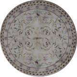 Hand-Knotted High-Quality Pink and Ivory Round Area Rug