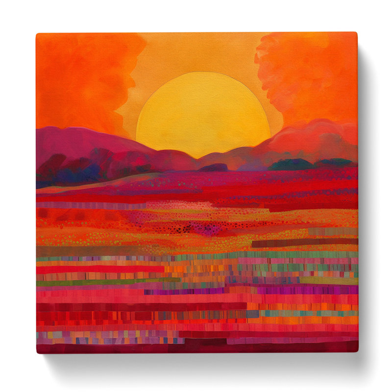 Art Deco Sunset Colour Field No.1 - Print, 50cm H x 50cm W x 3cm D