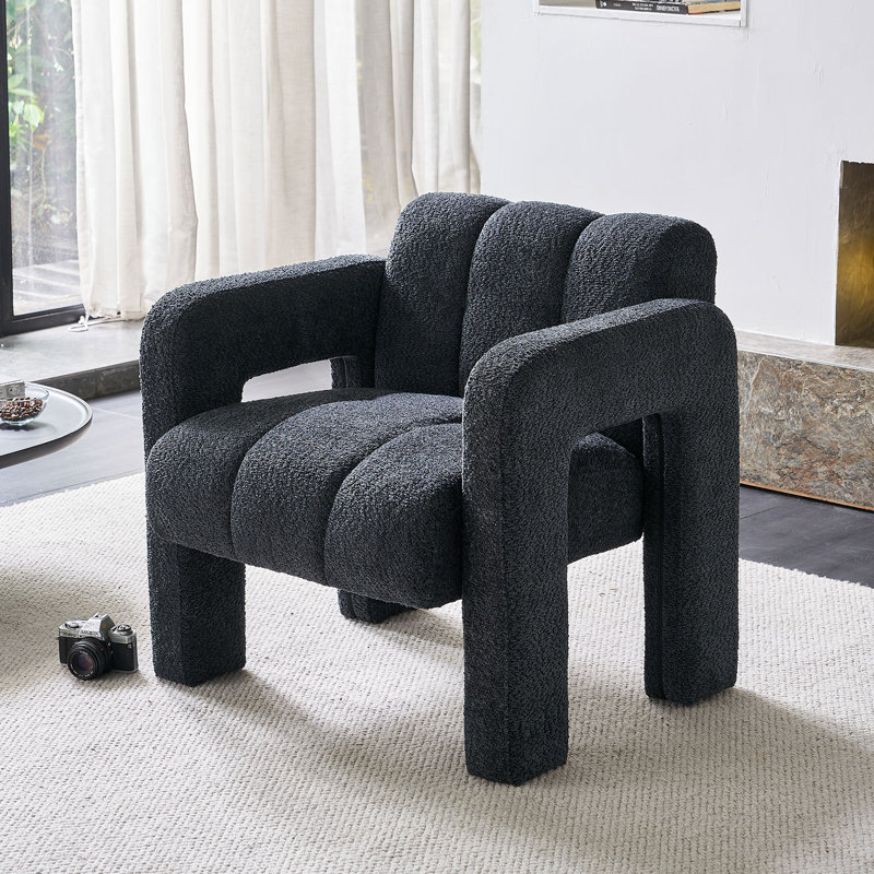 Chaise d'appoint pratique et large rembourrée, 100 % polyester gris foncé