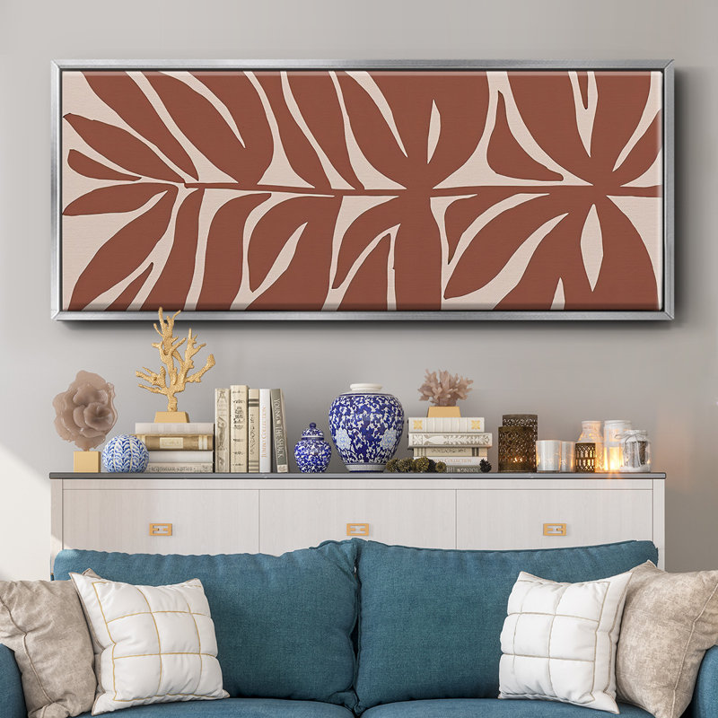 Terra Cotta Block Palms II- Framed Canvas, 20" H x 50" W