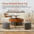 Lift Top Coffee Table with Nesting Stools, Extendable Faux Marble Surface with Hidden Storage, Golden Stainless Steel Legs, 3 Ottoman Set for Living Room