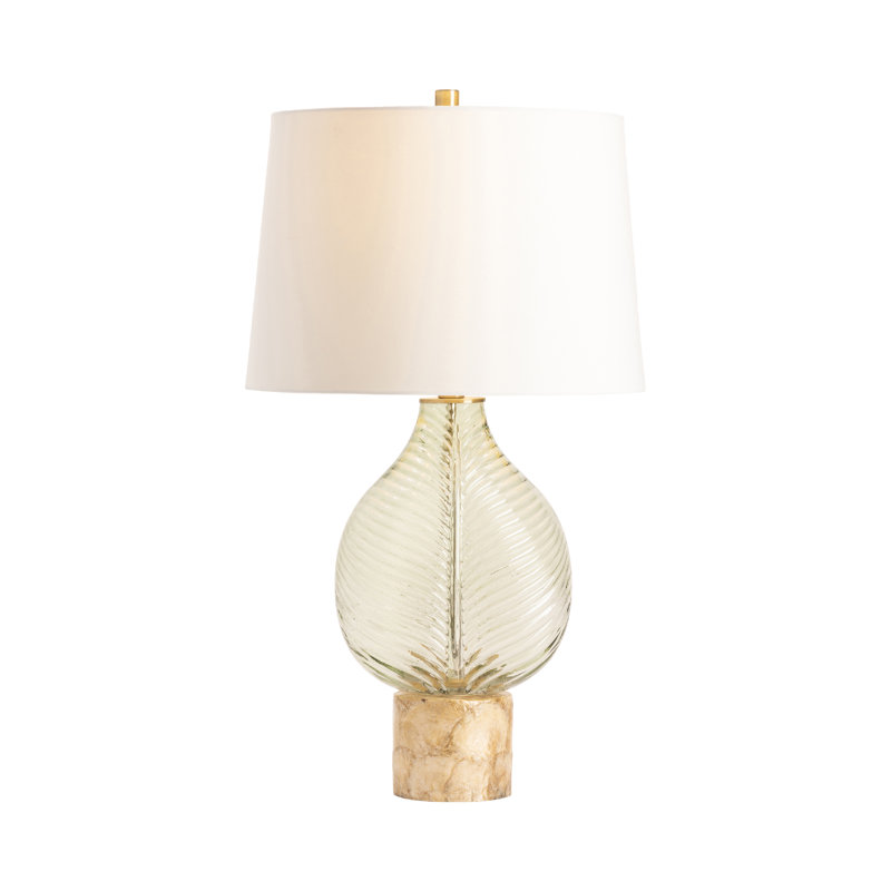 28" Glass Table Lamp With White Shade