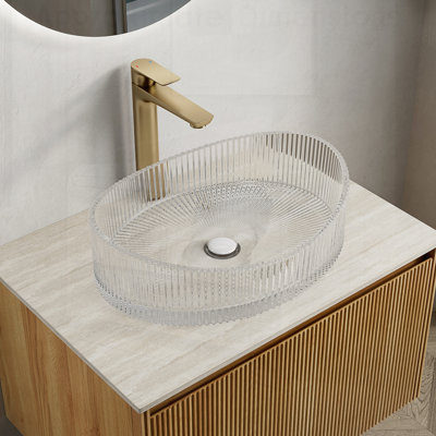 Elegant Yuanbao Shape Crystal Glass Bathroom Sink, Artistic Design for Modern and Stylish Countertops