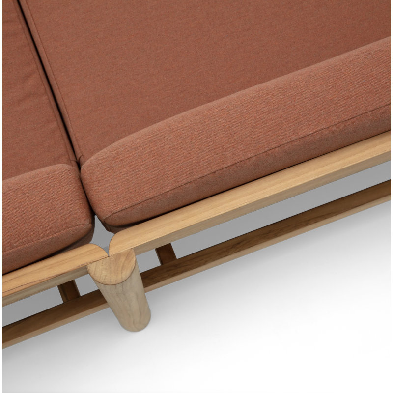 Haven Teak Outdoor Sofa with Sunbrella Cushions, Sunbrella Rust