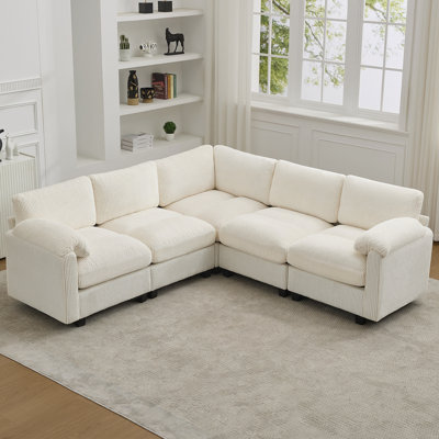 Canapé modulaire 5 places avec accoudoirs coussinés
