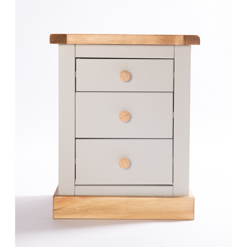 Clayton 45cm W Solid + Manufactured Wood Bedside Table, Grey/Light Brown