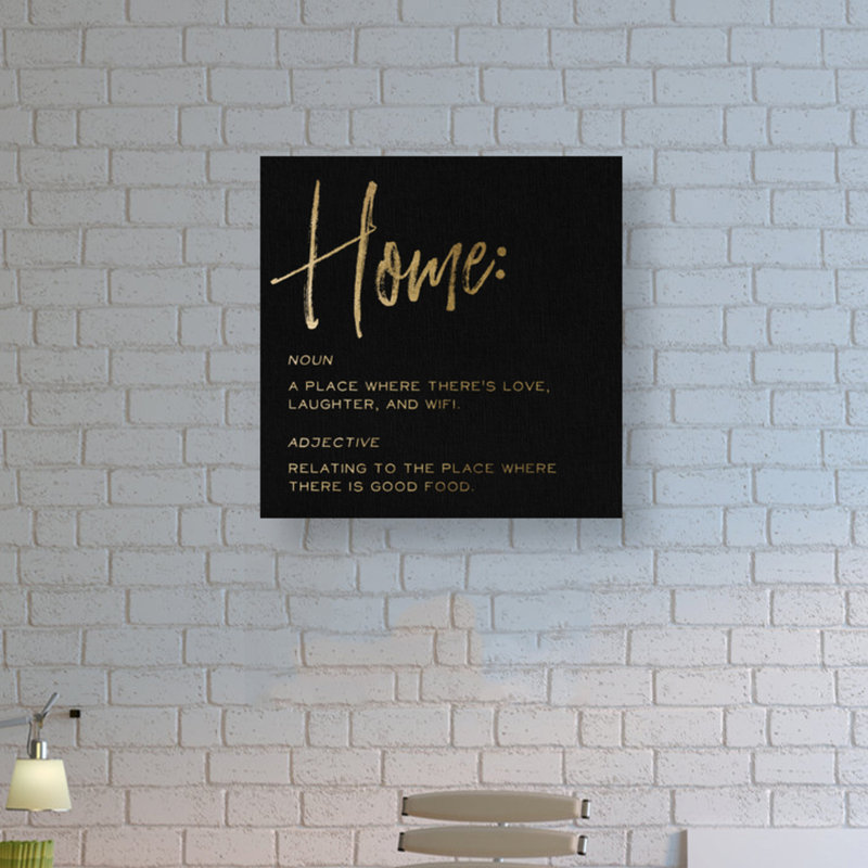Home Définition noir - reproduction d'art textuel sur toile, H 43 po x l 43 po x P 2 po