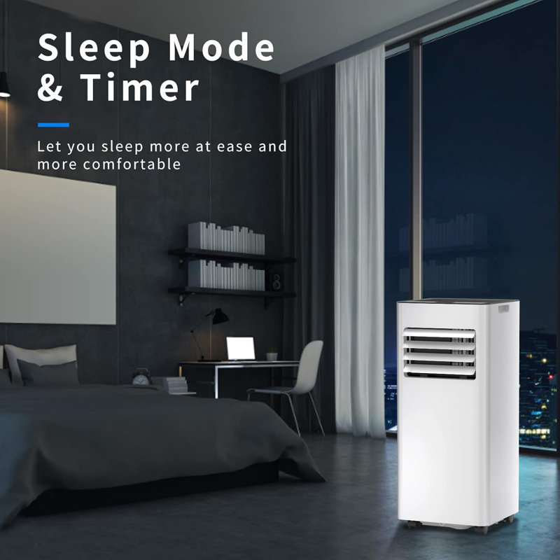 Electactic 8000btu Portable Air Conditioner, 3-in-1 Multifunction, Remote Control 24-hour Timer Sleep Mode, Self-evaporating System,a