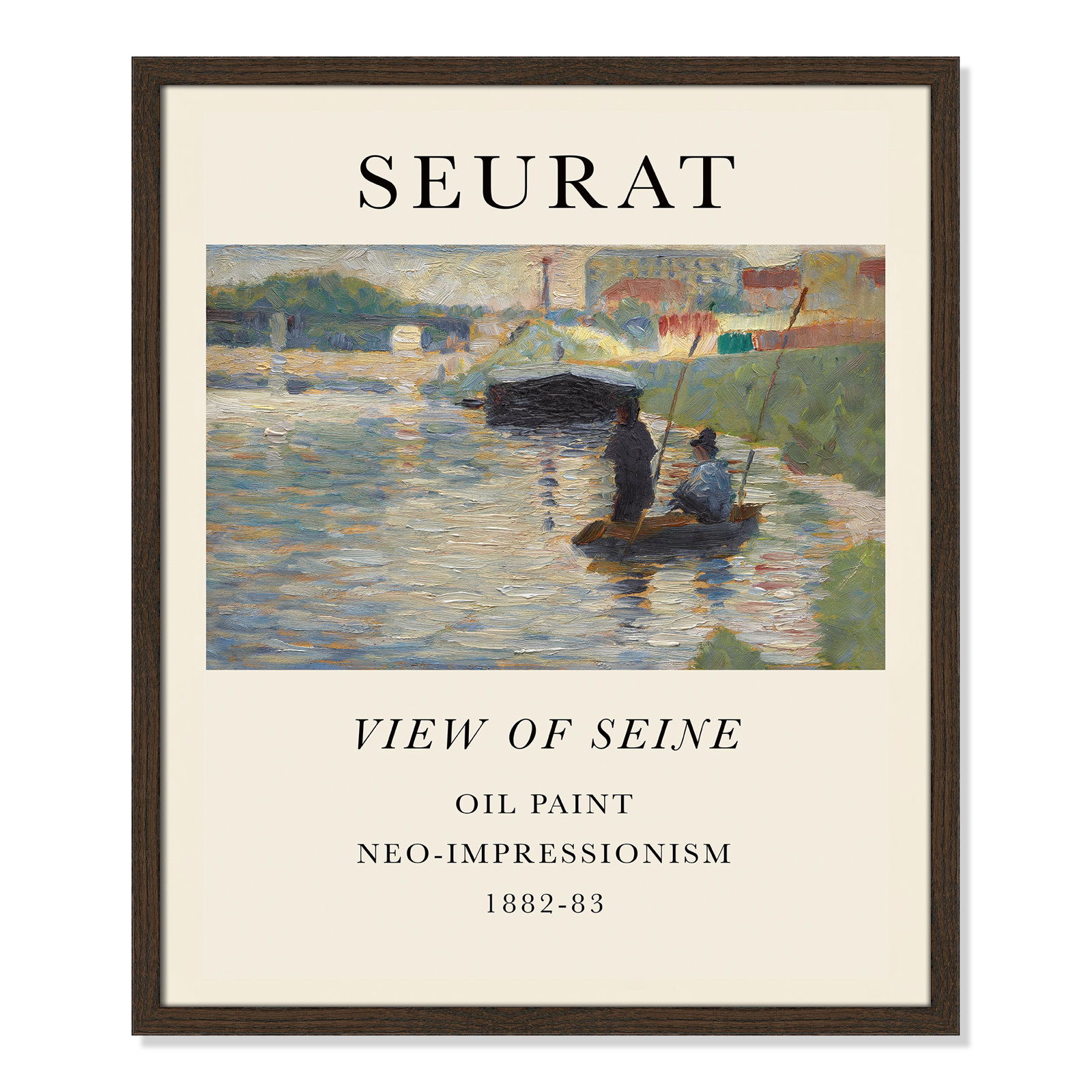 View Of Seine by Georges Seurat, No, Walnut Single Picture Frame, 25.5" H x 21.5" W x 0.75" D