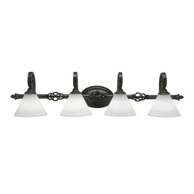 Eleganté 4 Light Bath Bar Shown In Dark Granite Finish With 7" Glass
