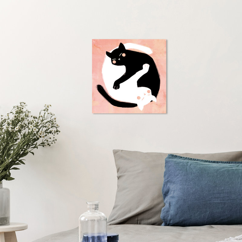 «Animals Yin Yang Cat and Kitties», reproduction d'art sur toile tendue, H 12 po x l 12 po x P 0,8 po